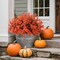 2 Pcs Artficial Orange Fall Outdoor Flowers with Hanging Baskets
